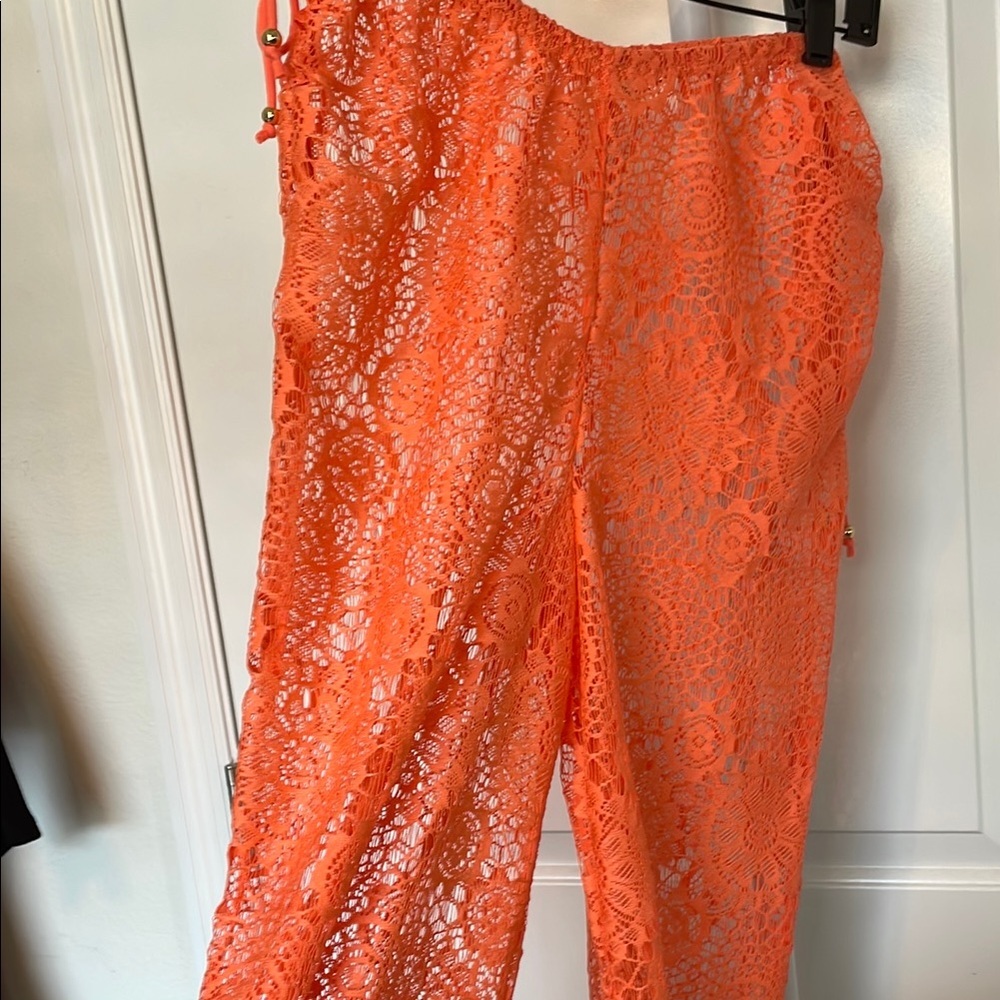Miken Orange Lace Swim Coverup Pants